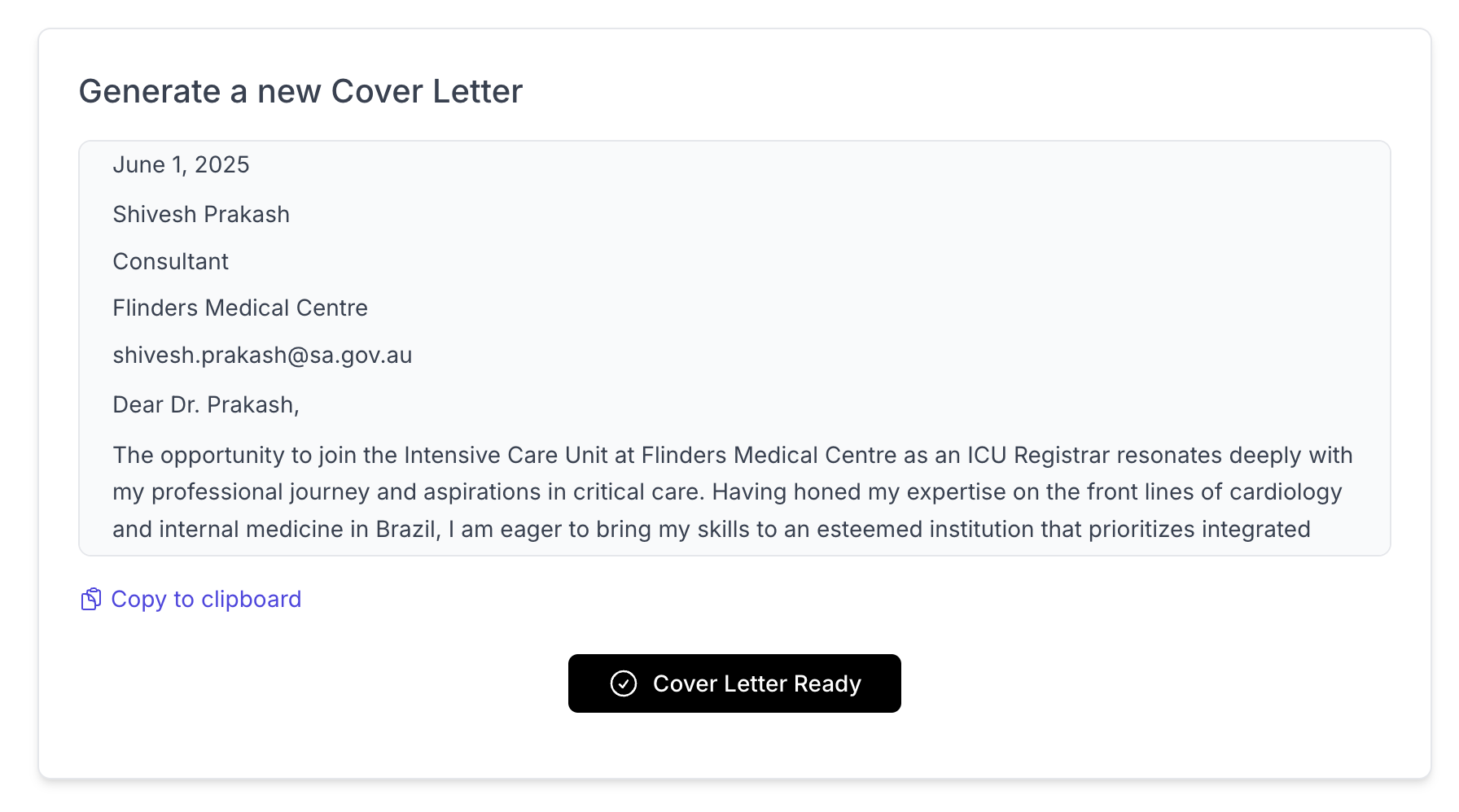 Cover Letter Generator